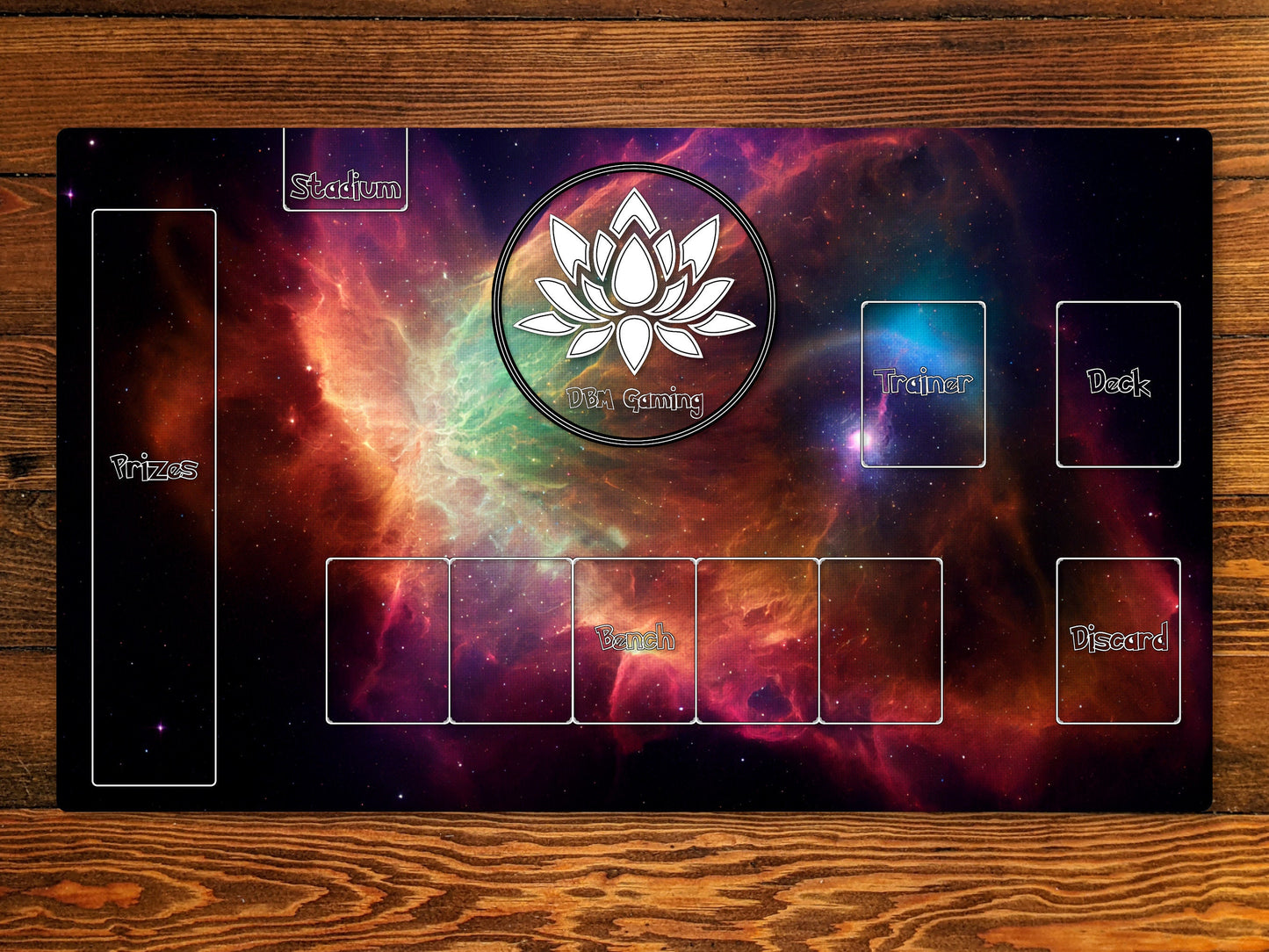 Magic Zone Layout 14" X 24" Playmat For Edh And Commander With Red Space Nova Nebula Art