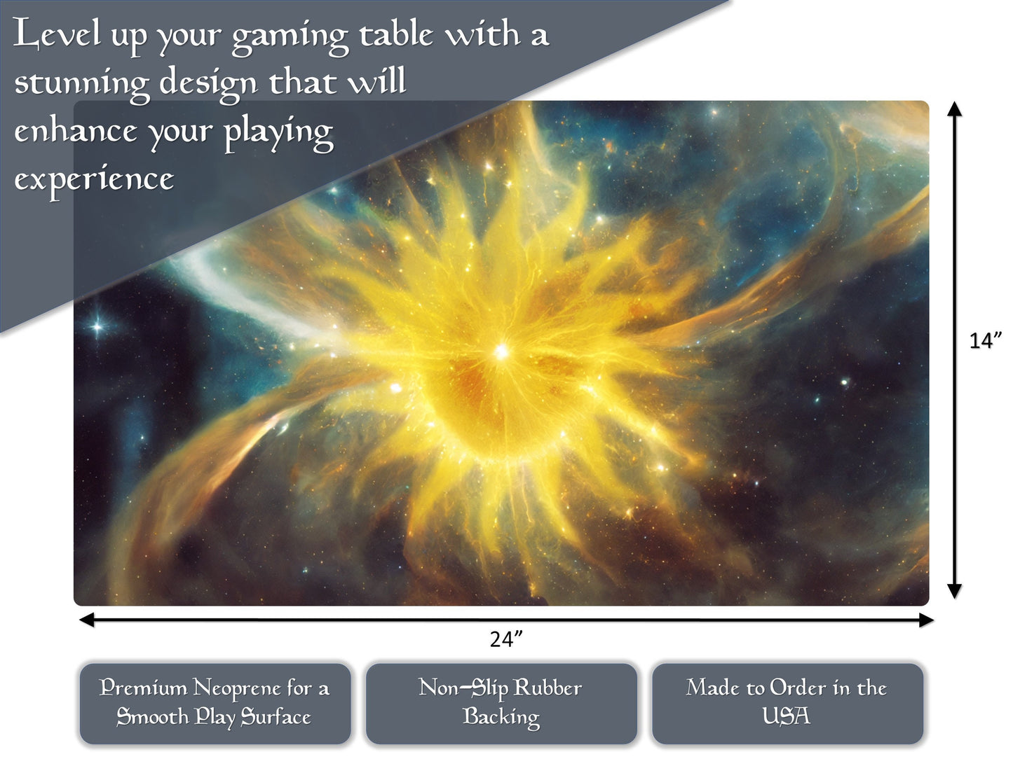 Celestial Plains 14" X 24" Playmat For Card, Ccg, And Tabletop Games With Zone Layout Option For Commander, Edh, And