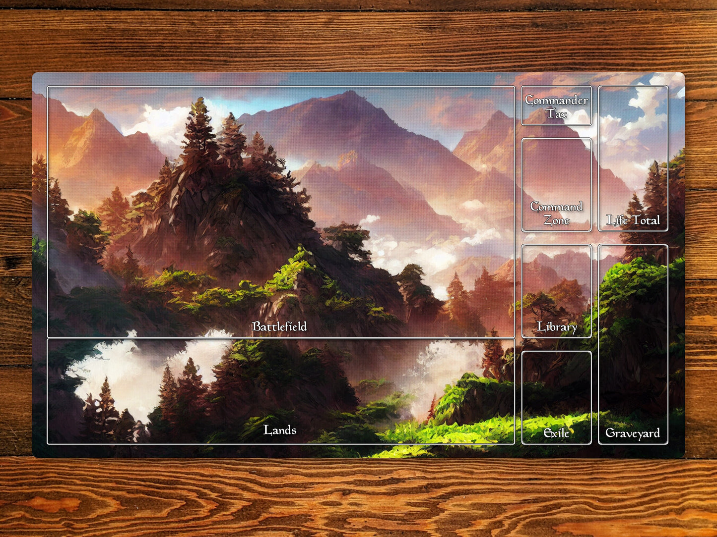 Taiga 14" X 24" Playmat For Card, Ccg, And Tabletop Games With Zone Layout Option For Commander, Edh, and other tcg games