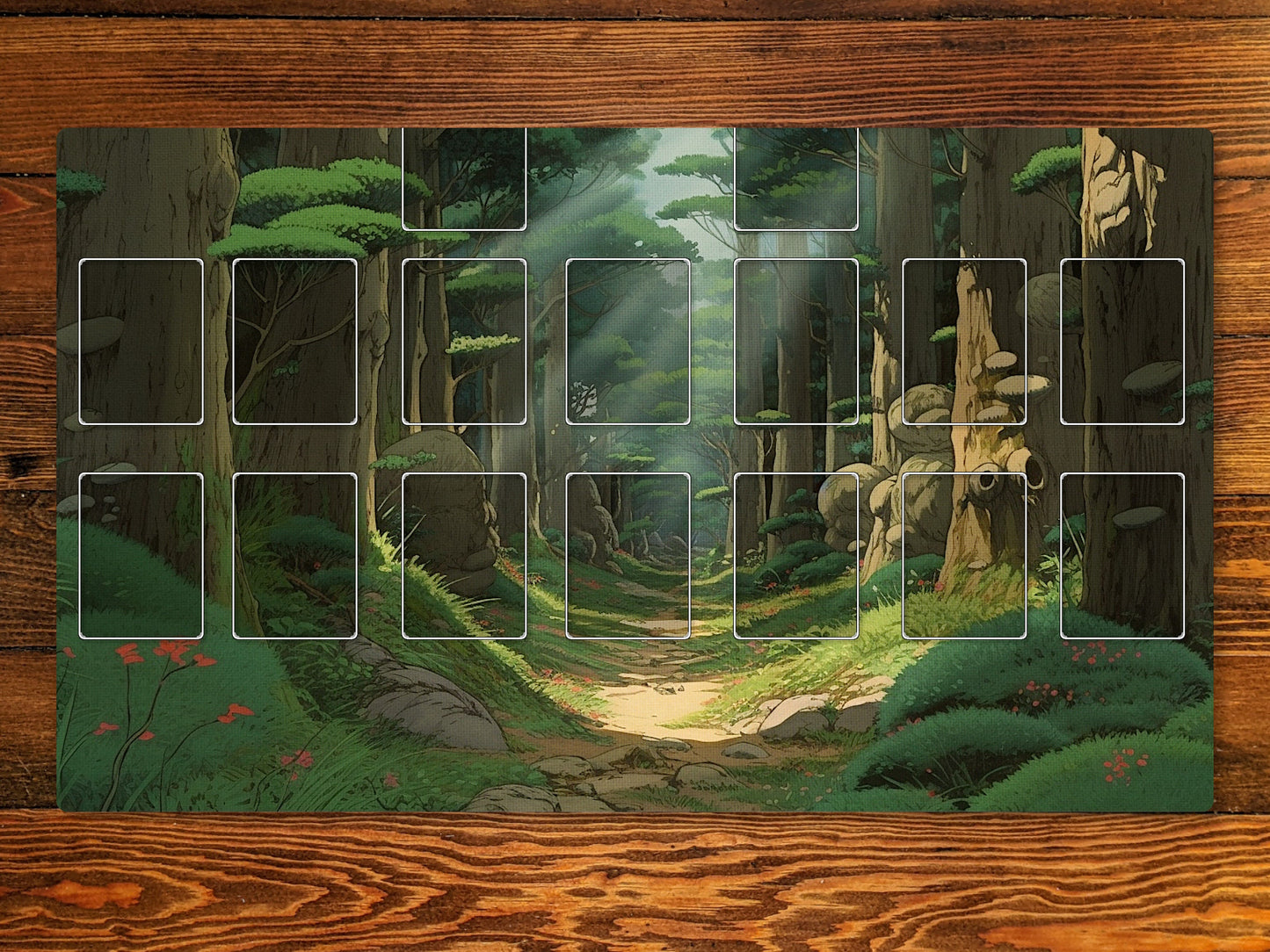 Anime Forest 14" X 24" Playmat For Card, Ccg, And Tabletop Games With Edh Zone Layout Option For Commander and other tcg games