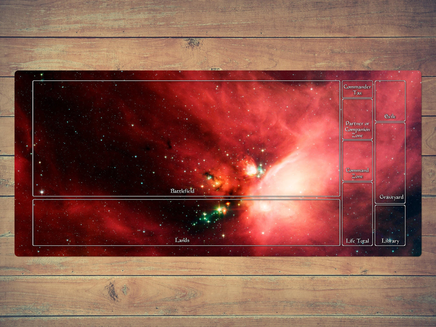 Magic Zone Layout 14" X 24" Playmat For Edh And Commander With The Rho Ophiuchi Dark Cloud Background
