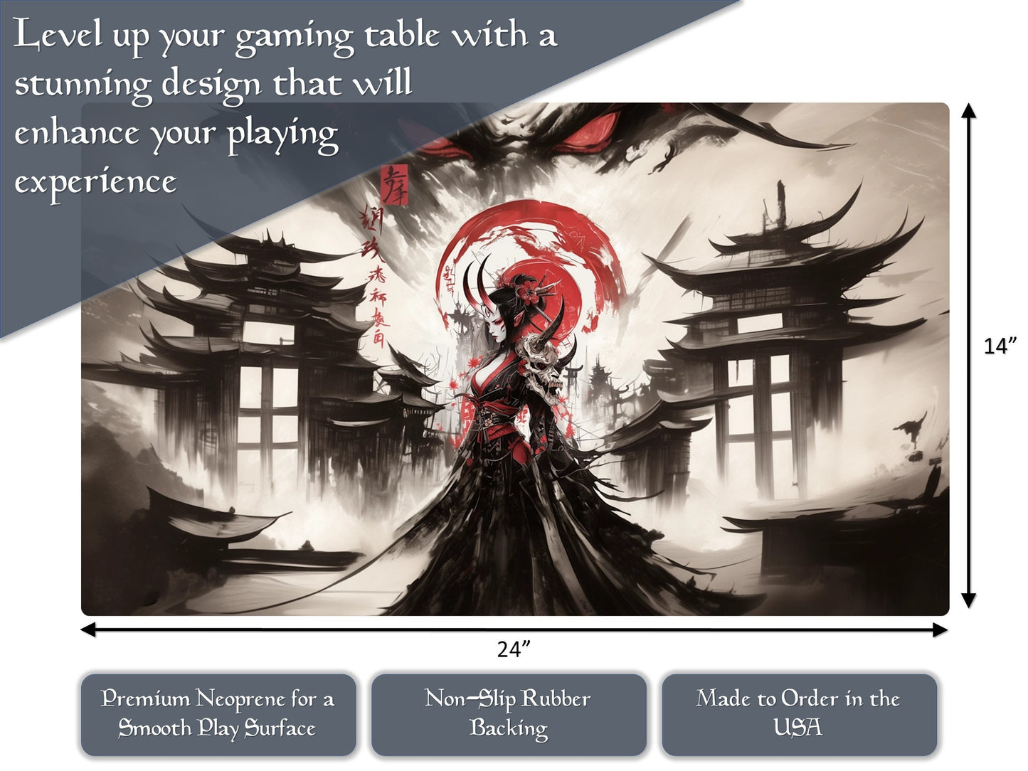 Japanese Demon Japanese Oni Yokai Spirit 14" X 24" MTG Playmat For Card, Ccg, And Tabletop Games, Magic  playmat Zone Layout for Commander