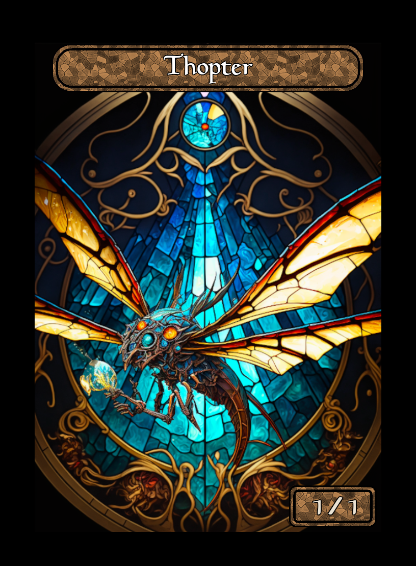 Thopter token - custom Stained Glass art design for tabletop gaming