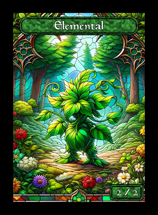 Elemental token - custom Stained Glass art design for tabletop gaming