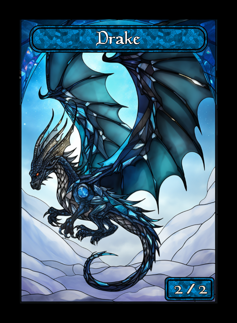 Drake token - custom Stained Glass art design for tabletop gaming