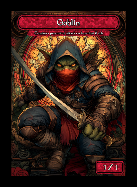Goblin token - custom Stained Glass art design for tabletop gaming