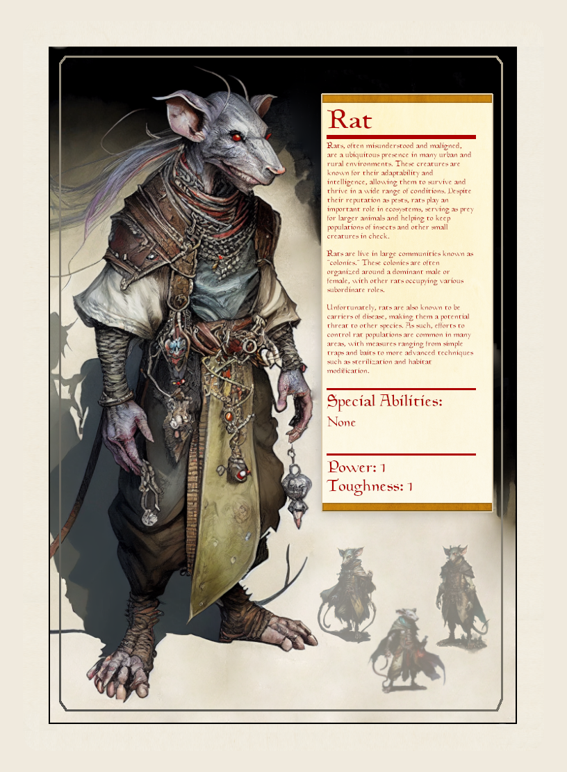 Rat token - custom Monster Profile art design for tabletop gaming