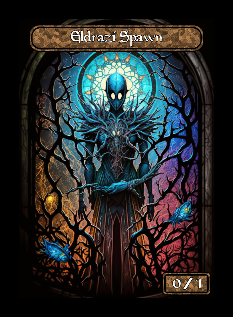 Eldrazi Spawn token - custom Stained Glass art design for tabletop gaming