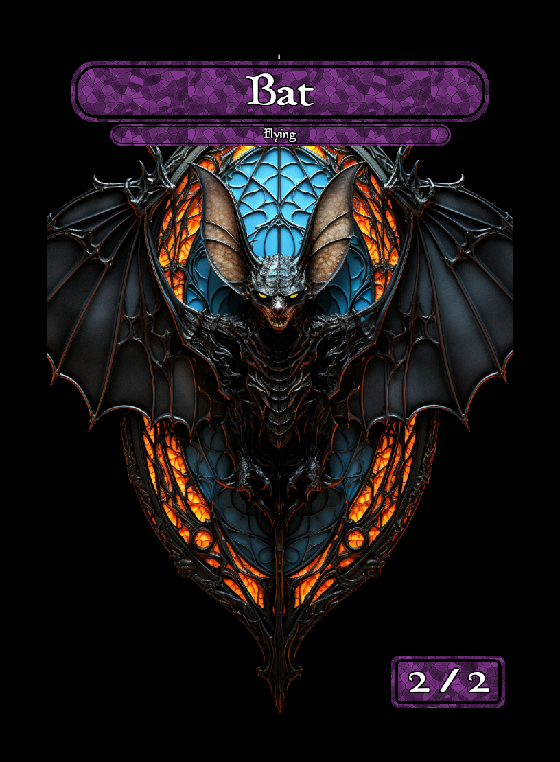 Bat token - custom Stained Glass art design for tabletop gaming