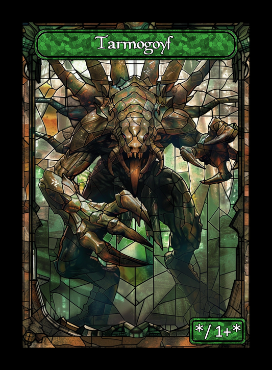 Tarmogoyf token - custom Stained Glass art design for tabletop gaming