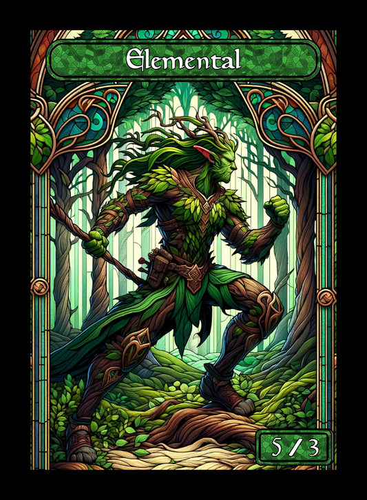 Elemental token - custom Stained Glass art design for tabletop gaming