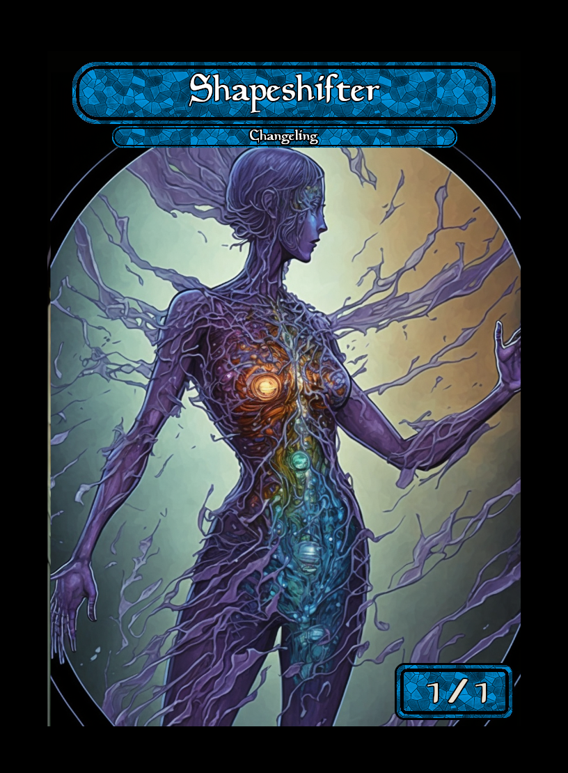 Shapeshifter token - custom Stained Glass art design for tabletop gaming