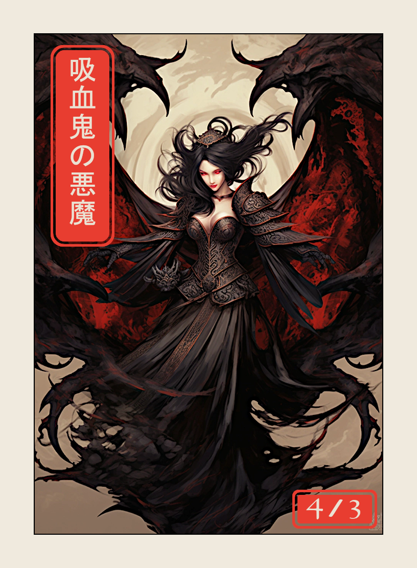Vampire Demon token - custom Japanese art design for tabletop gaming