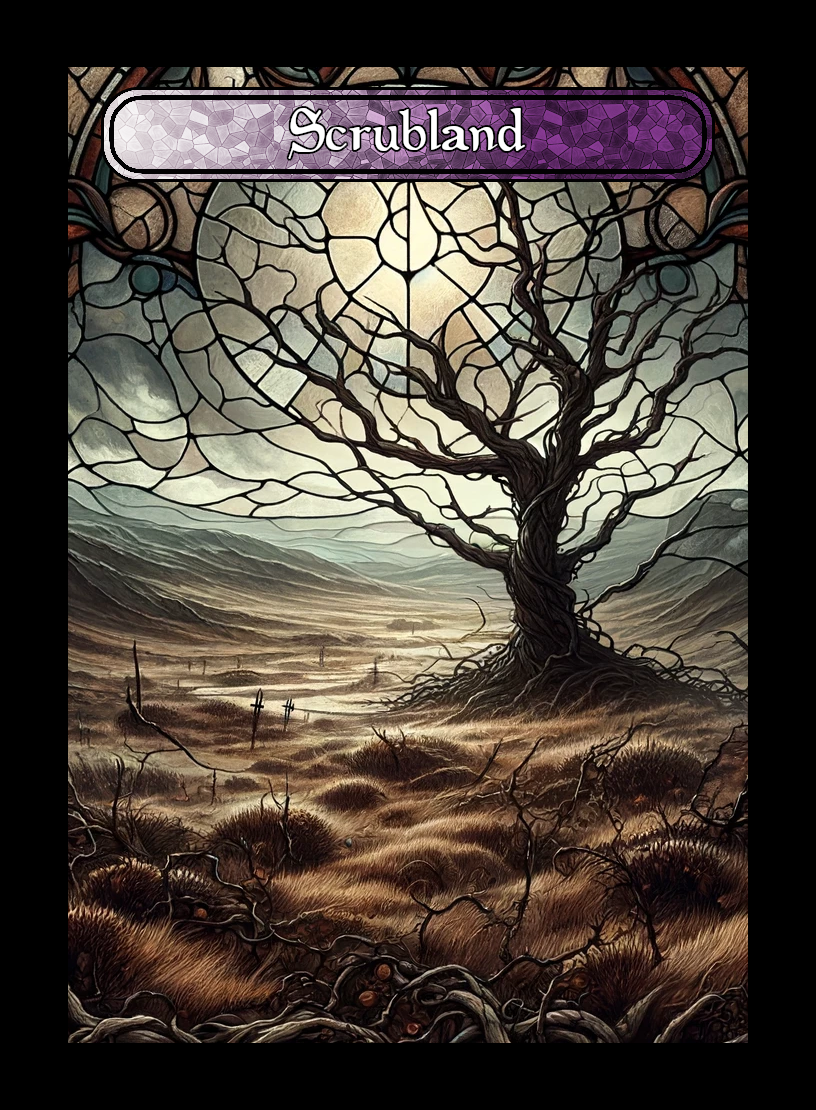 Scrubland token - custom Stained Glass art design for tabletop gaming