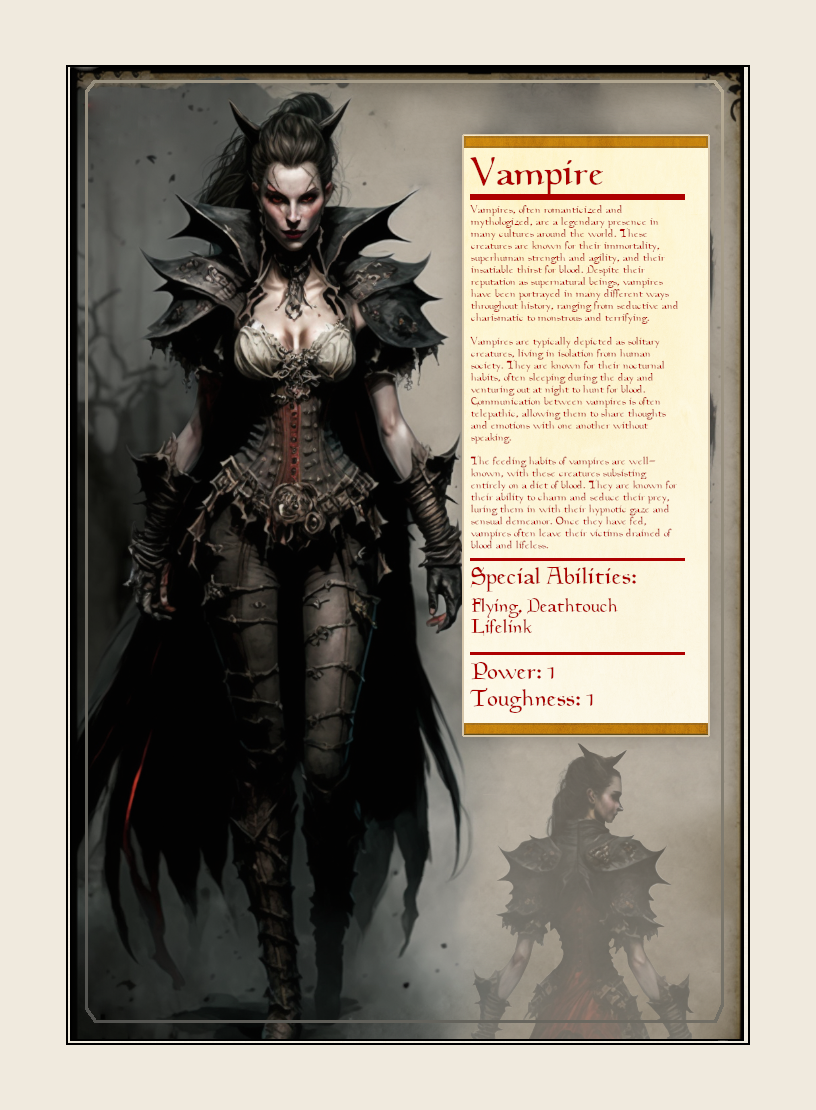 Vampire token - custom Monster Profile art design for tabletop gaming