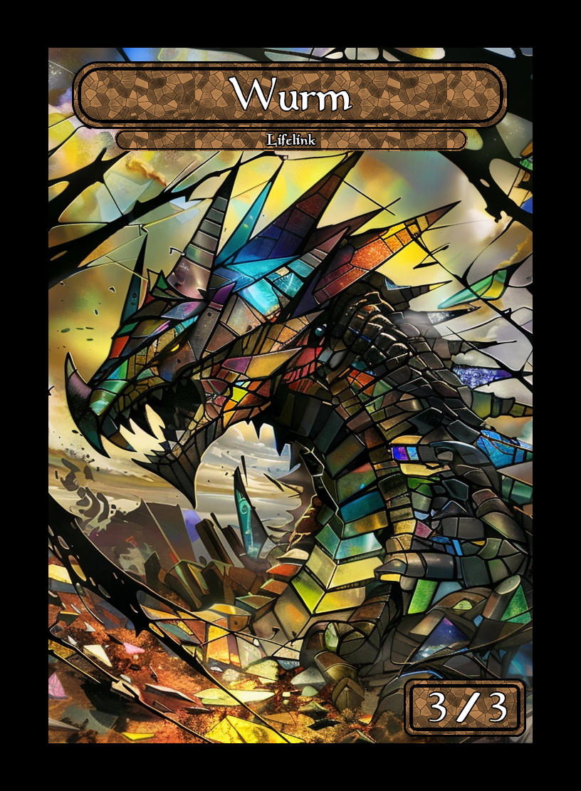 Wurm token - custom Stained Glass art design for tabletop gaming