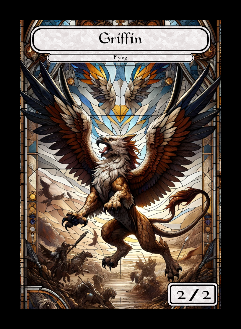 Griffin token - custom Stained Glass art design for tabletop gaming