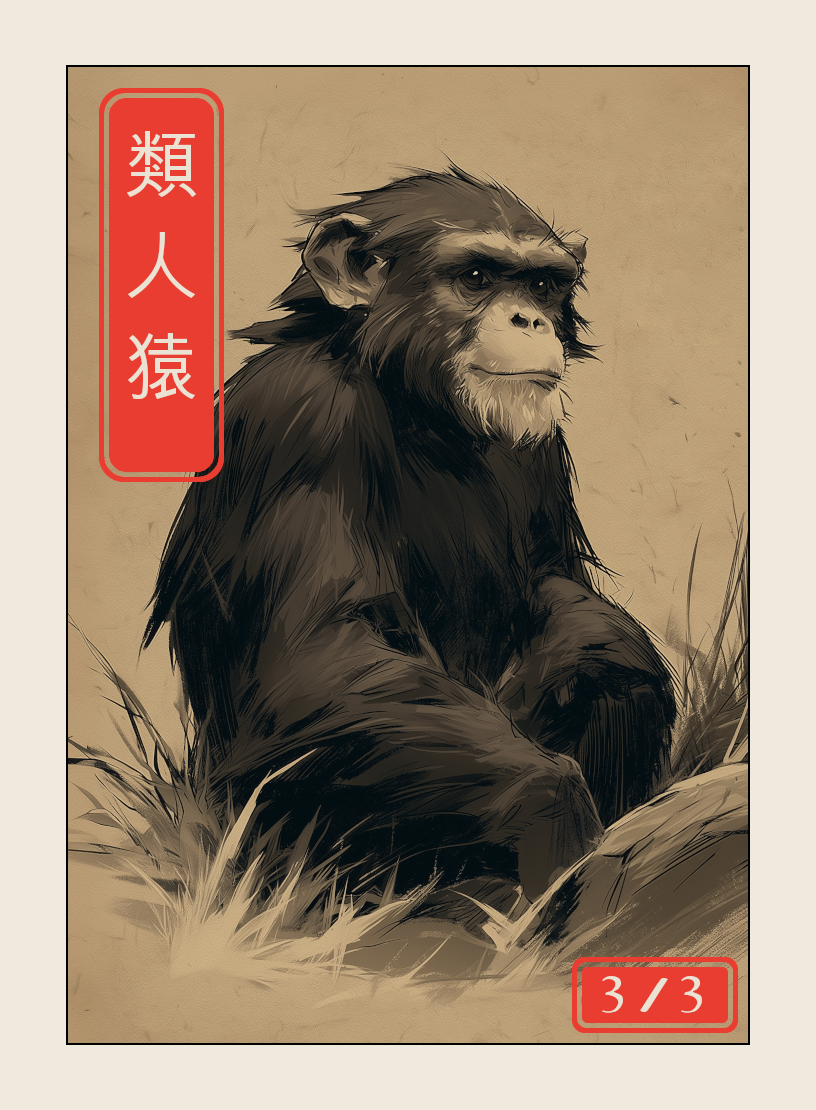 Ape token - custom Japanese art design for tabletop gaming