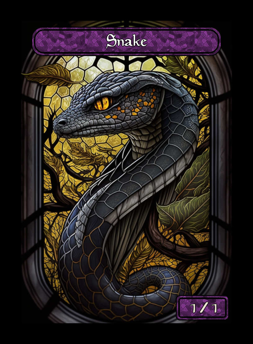 Snake token - custom Stained Glass art design for tabletop gaming