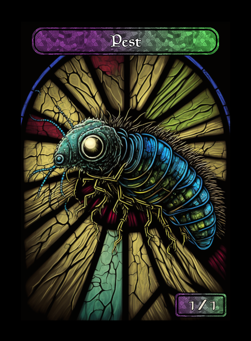 Pest token - custom Stained Glass art design for tabletop gaming