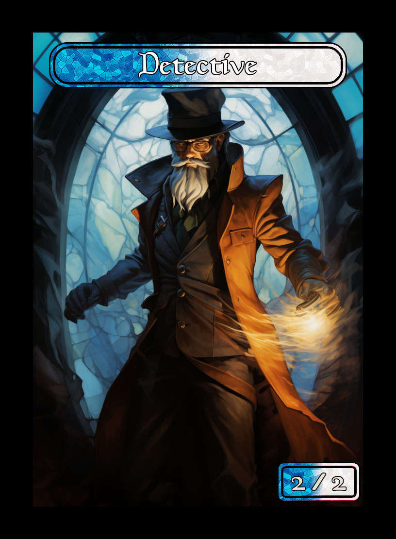 Detective token - custom Stained Glass art design for tabletop gaming