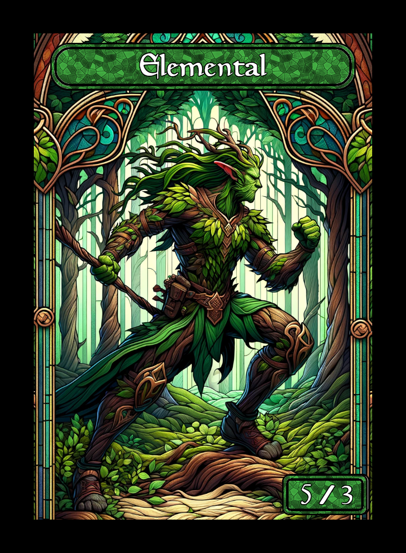 Elemental token - custom Stained Glass art design for tabletop gaming