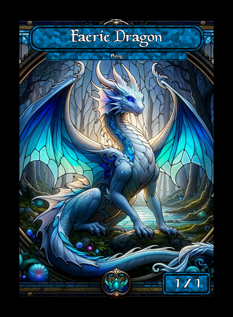 Faerie Dragon token - custom Stained Glass art design for tabletop gaming