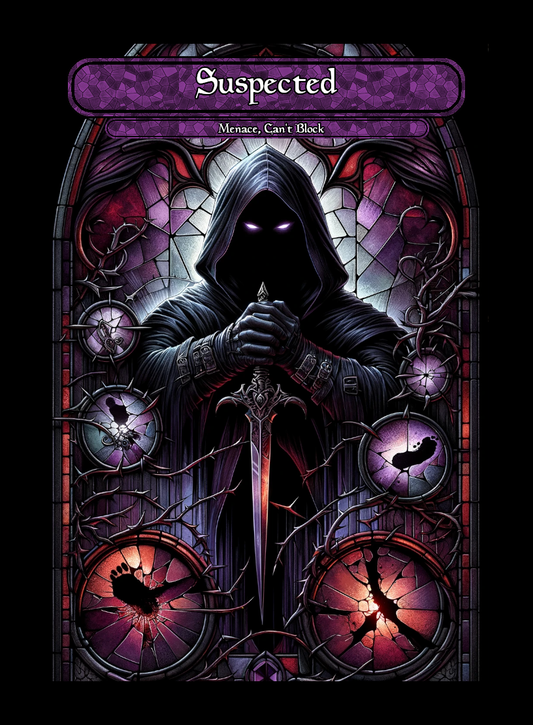 Suspected token - custom Stained Glass art design for tabletop gaming