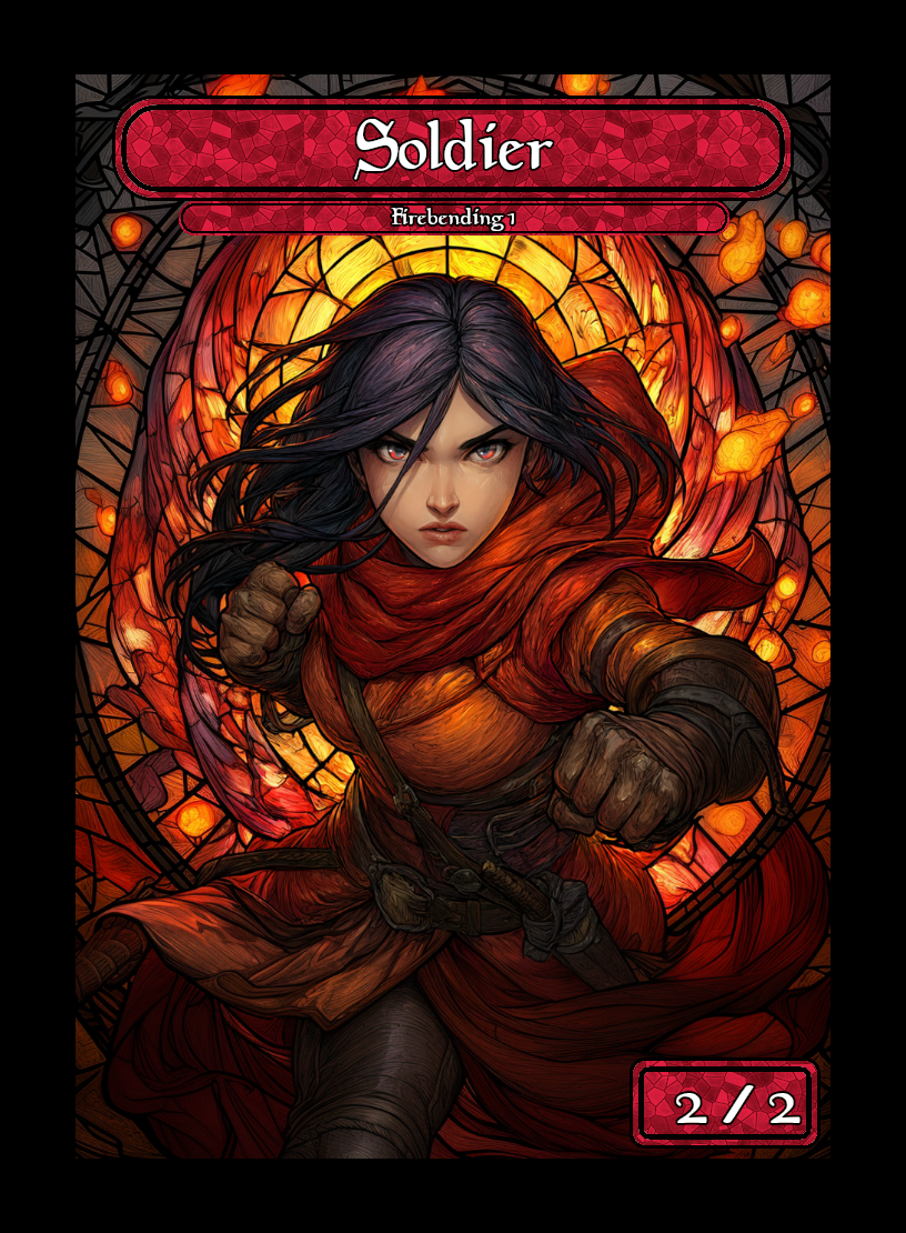 Soldier token - custom Stained Glass art design for tabletop gaming