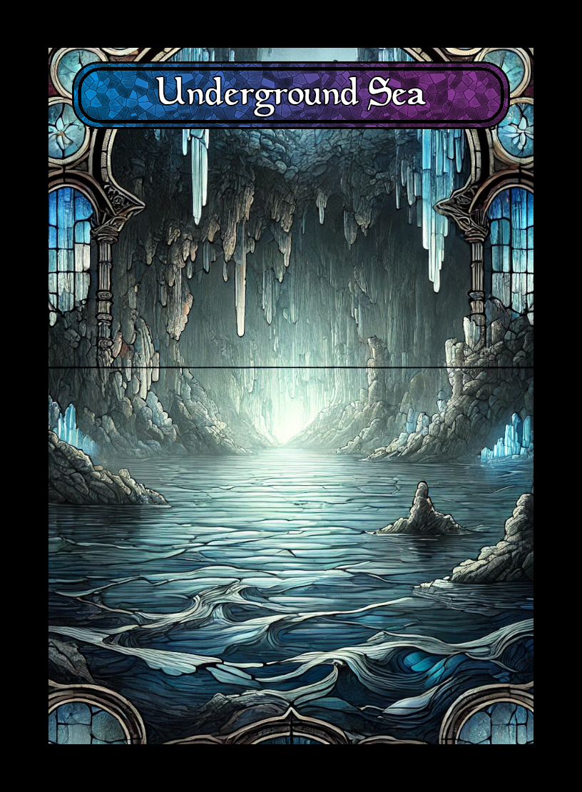 Underground Sea token - custom Stained Glass art design for tabletop gaming