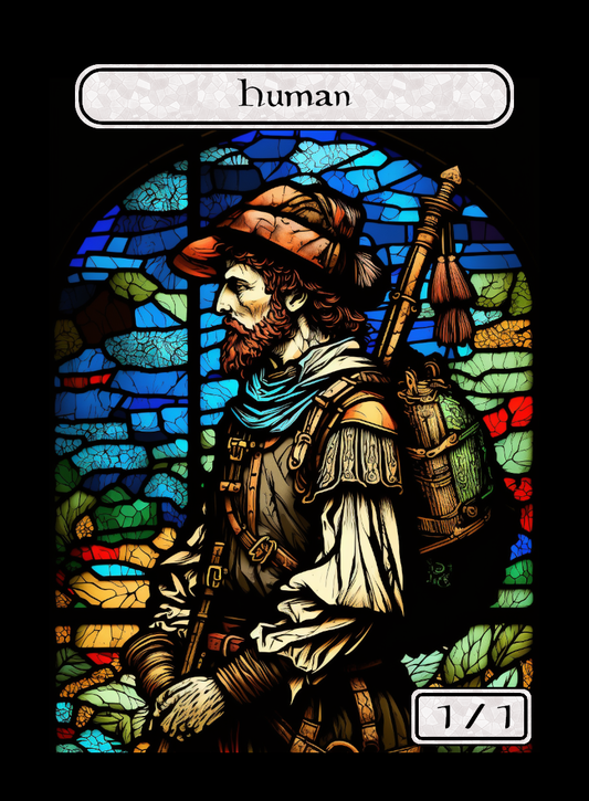 Human token - custom Stained Glass art design for tabletop gaming