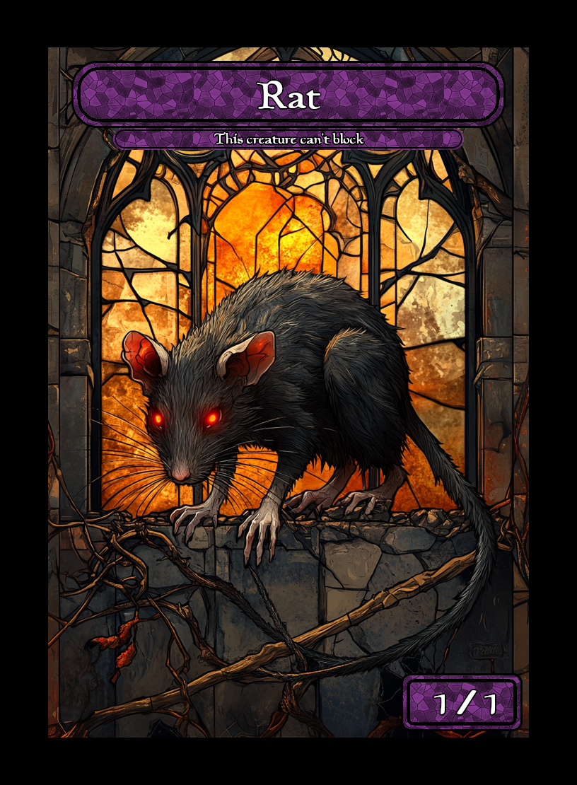 Rat token - custom Stained Glass art design for tabletop gaming