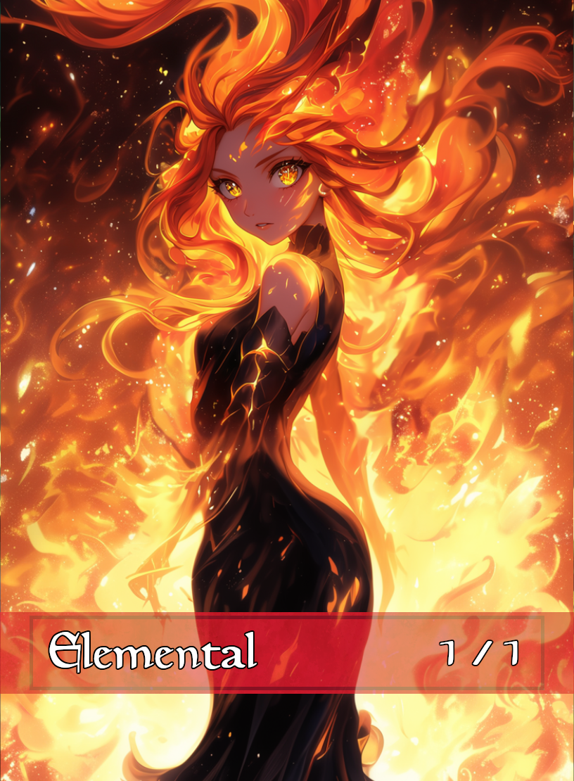 Elemental token - custom Anime art design for tabletop gaming