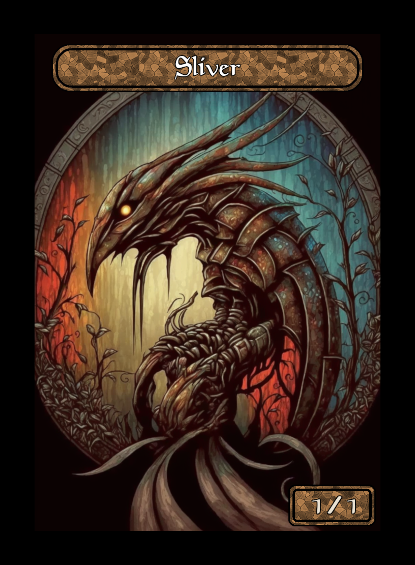 Sliver token - custom Stained Glass art design for tabletop gaming