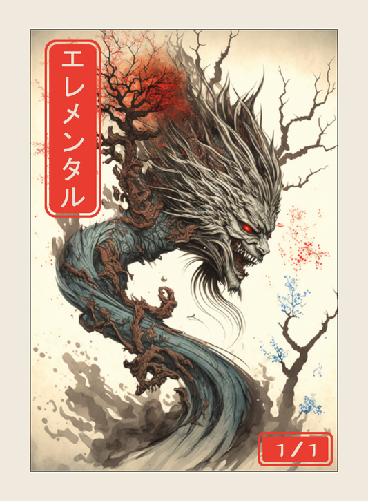 Elemental token - custom Japanese art design for tabletop gaming