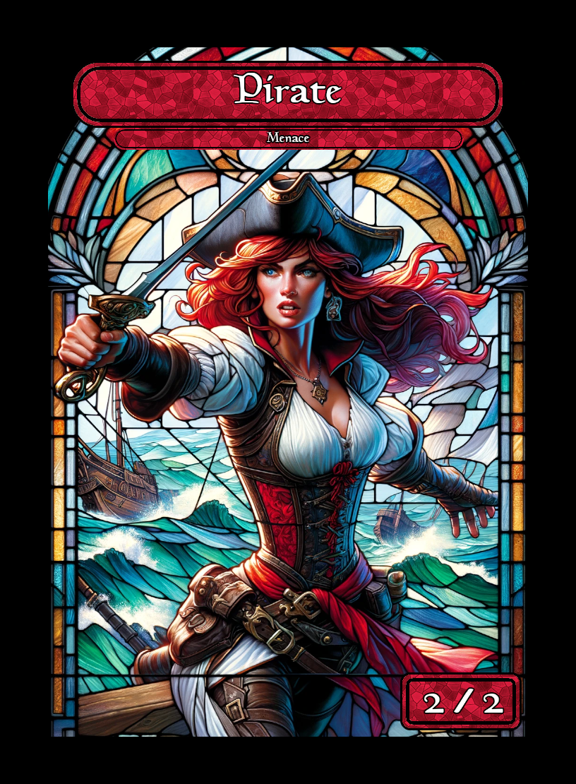 Pirate token - custom Stained Glass art design for tabletop gaming