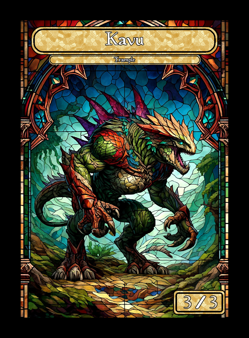 Kavu token - custom Stained Glass art design for tabletop gaming
