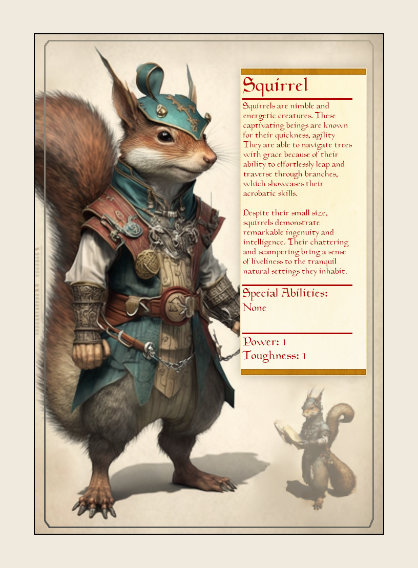 Squirrel token - custom Monster Profile art design for tabletop gaming