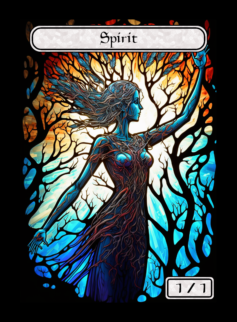 Spirit token - custom Stained Glass art design for tabletop gaming