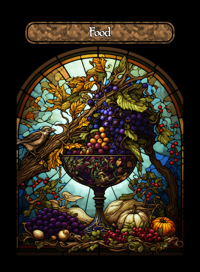 Food token - custom Stained Glass art design for tabletop gaming
