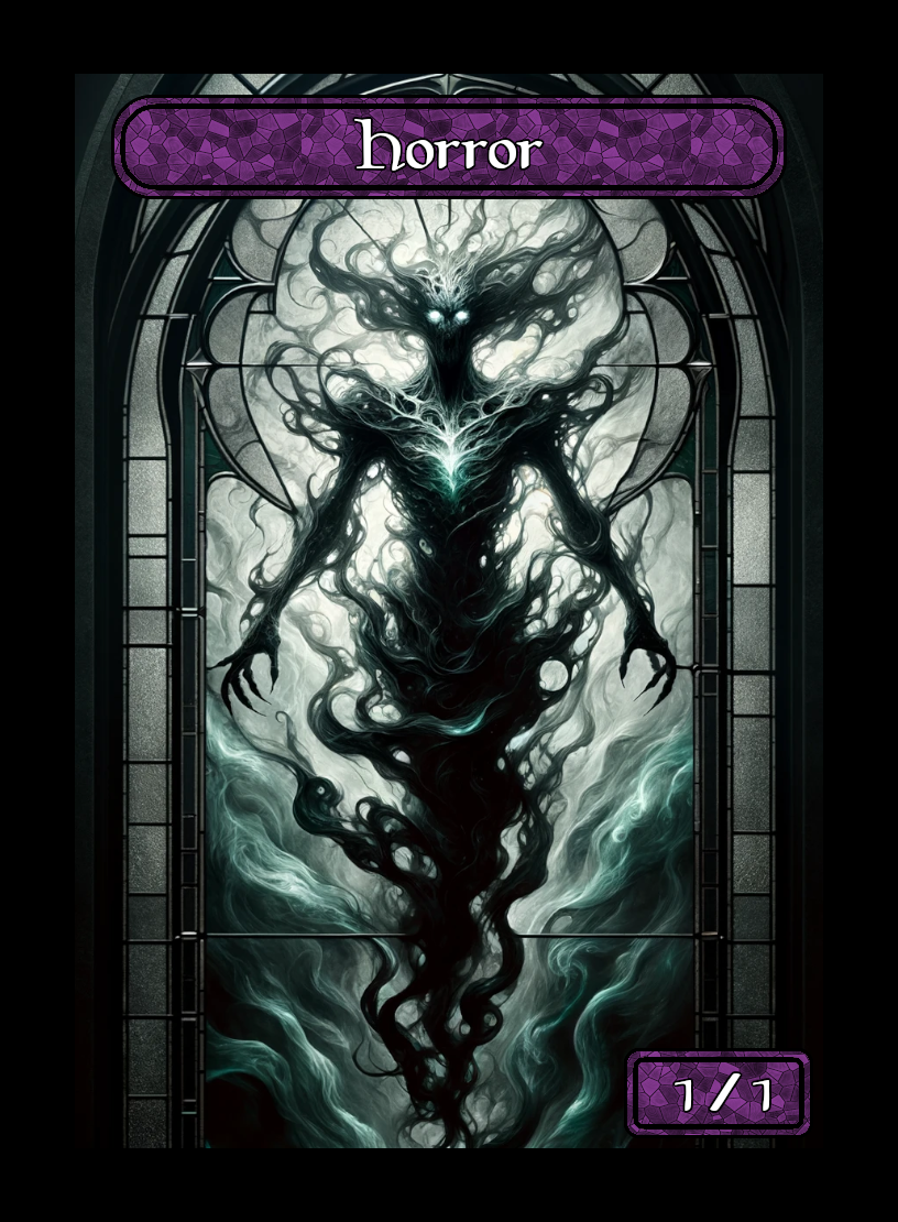 Horror token - custom Stained Glass art design for tabletop gaming