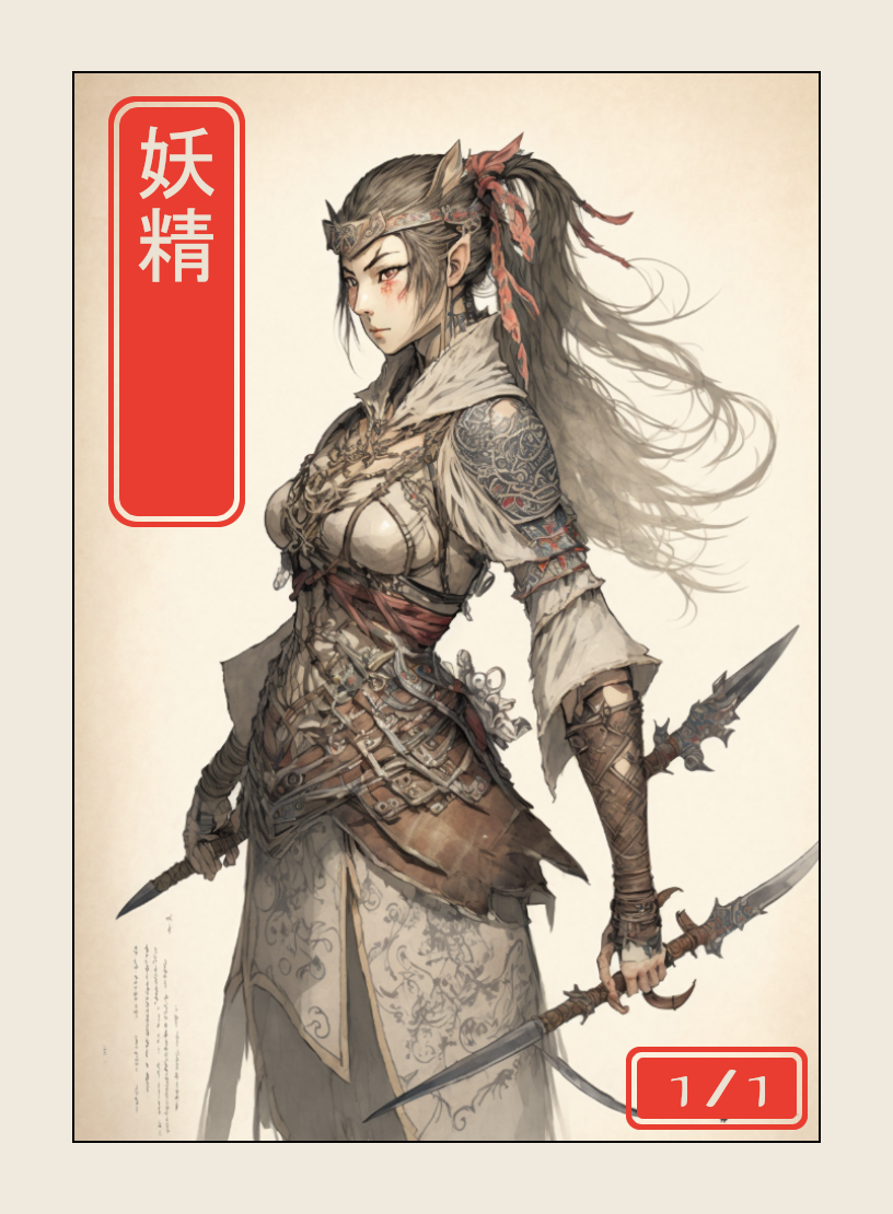 Elf token - custom Japanese art design for tabletop gaming