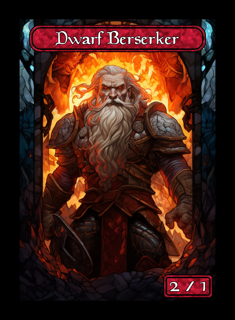 Dwarf Berserker token - custom Stained Glass art design for tabletop gaming