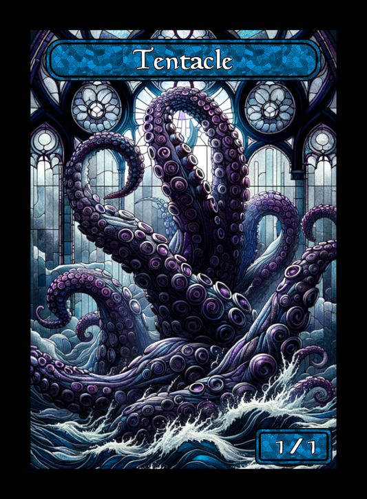 Tentacle token - custom Stained Glass art design for tabletop gaming