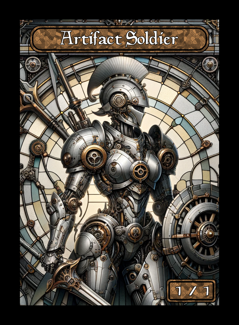 Artifact Soldier token - custom Stained Glass art design for tabletop gaming