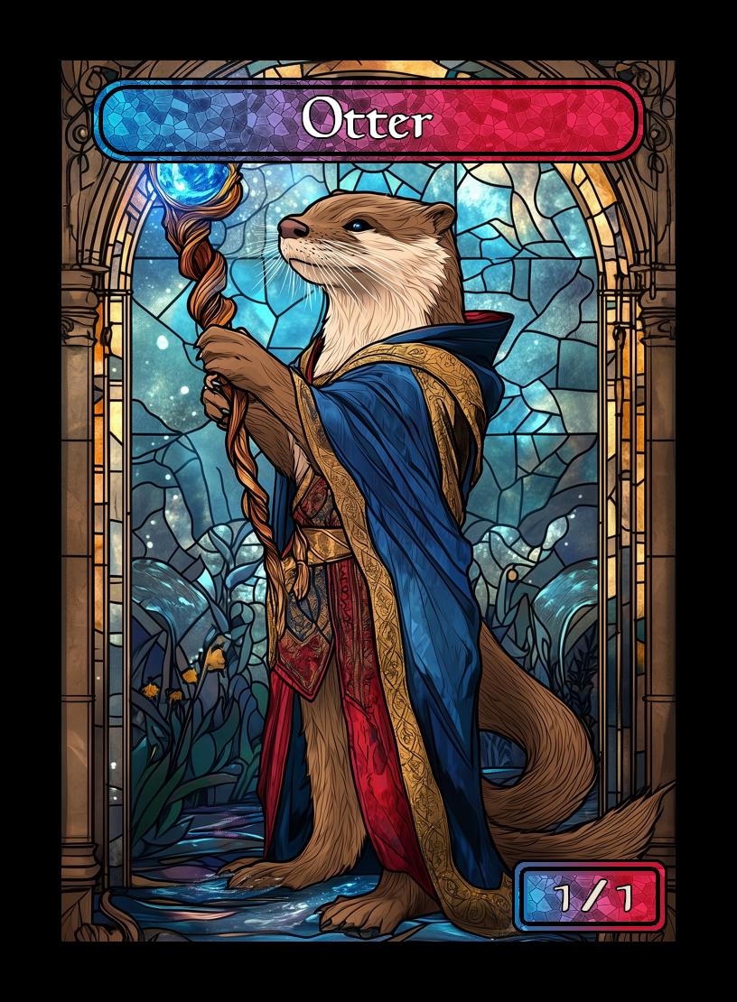 Otter token - custom Stained Glass art design for tabletop gaming