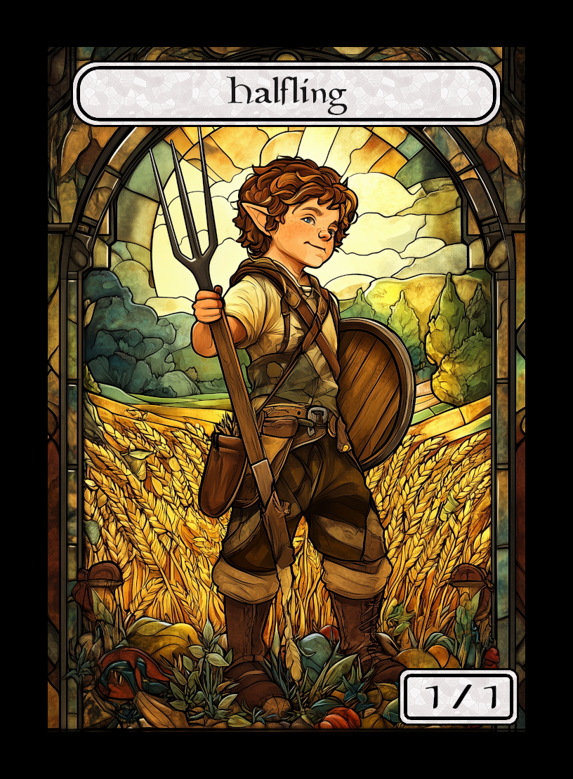 Halfling token - custom Stained Glass art design for tabletop gaming