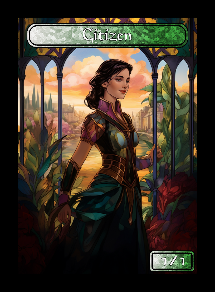 Citizen token - custom Stained Glass art design for tabletop gaming