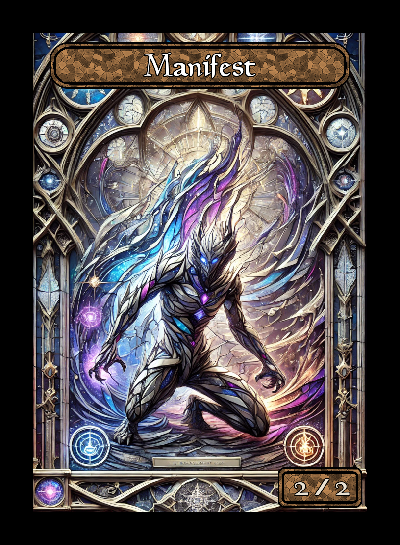 Manifest token - custom Stained Glass art design for tabletop gaming