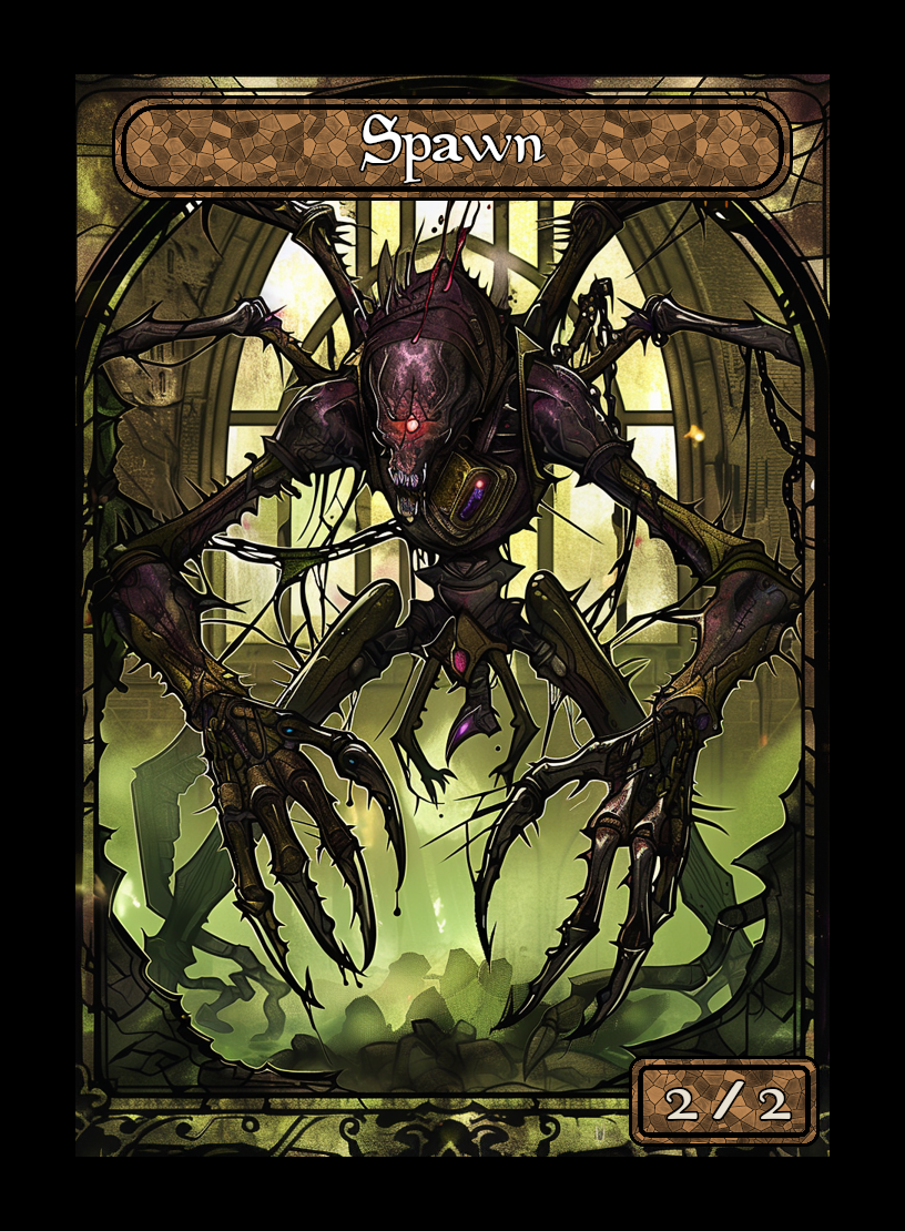 Spawn token - custom Stained Glass art design for tabletop gaming